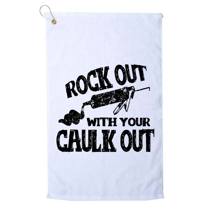 Rock Out With Your Caulk Out Construction Worker Gift Golf Towel