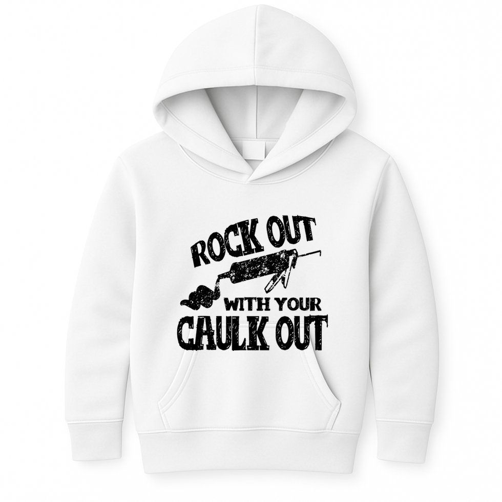 Rock Out With Your Caulk Out Construction Worker Gift Kids Hoodie