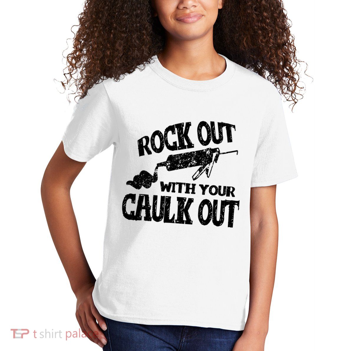 Rock Out With Your Caulk Out Construction Worker Gift Kids T-Shirt