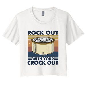 Rock Out With Your Crock Out Funny Chef Food Tank Top Women's Crop Top Tee