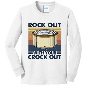 Rock Out With Your Crock Out Funny Chef Food Tank Top Kids Long Sleeve Shirt