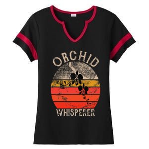 Retro Orchid Whisperer Funny Orchids Flower Lover Gardener Ladies Halftime Notch Neck Tee