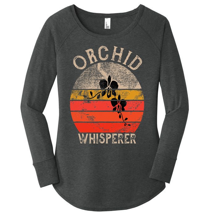 Retro Orchid Whisperer Funny Orchids Flower Lover Gardener Women's Perfect Tri Tunic Long Sleeve Shirt