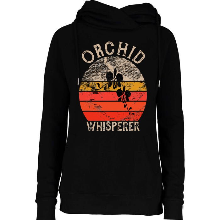 Retro Orchid Whisperer Funny Orchids Flower Lover Gardener Womens Funnel Neck Pullover Hood