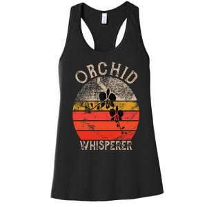 Retro Orchid Whisperer Funny Orchids Flower Lover Gardener Women's Racerback Tank