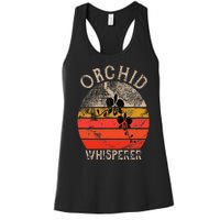 Retro Orchid Whisperer Funny Orchids Flower Lover Gardener Women's Racerback Tank