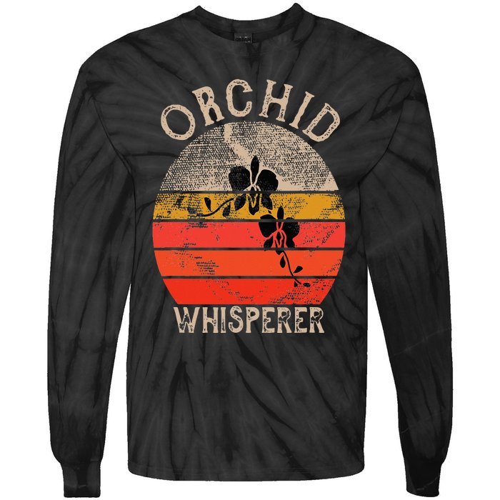 Retro Orchid Whisperer Funny Orchids Flower Lover Gardener Tie-Dye Long Sleeve Shirt