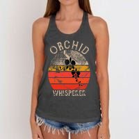 Retro Orchid Whisperer Funny Orchids Flower Lover Gardener Women's Knotted Racerback Tank