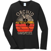 Retro Orchid Whisperer Funny Orchids Flower Lover Gardener Ladies Long Sleeve Shirt