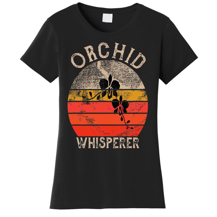 Retro Orchid Whisperer Funny Orchids Flower Lover Gardener Women's T-Shirt