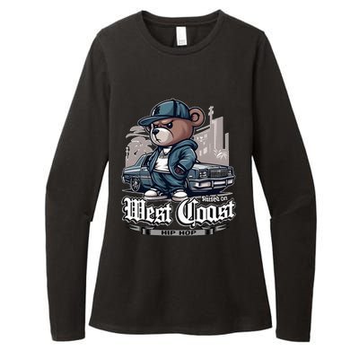 Raised On West Coast Hip Hop Teddy Bear Old School 90s 80s Womens CVC Long Sleeve Shirt