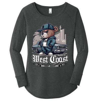 Raised On West Coast Hip Hop Teddy Bear Old School 90s 80s Women's Perfect Tri Tunic Long Sleeve Shirt