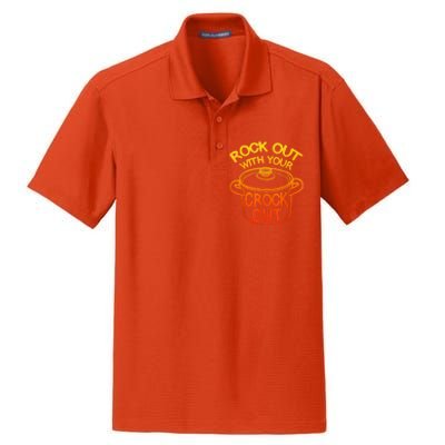 Rock Out With Your Crock Out Funny Chef Food Humor Dry Zone Grid Polo