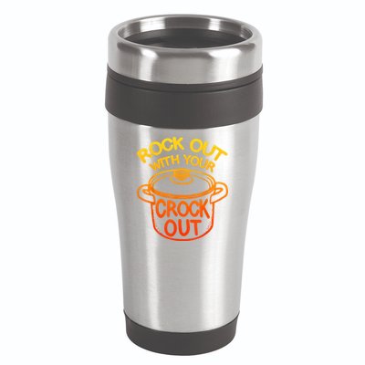 Rock Out With Your Crock Out Funny Chef Food Humor 16oz Travel Tumbler