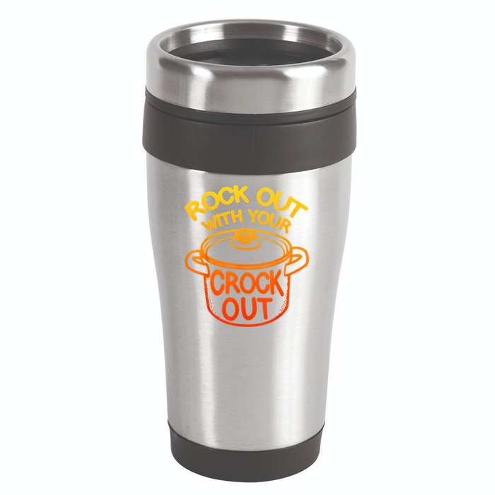Rock Out With Your Crock Out Funny Chef Food Humor 16oz Travel Tumbler