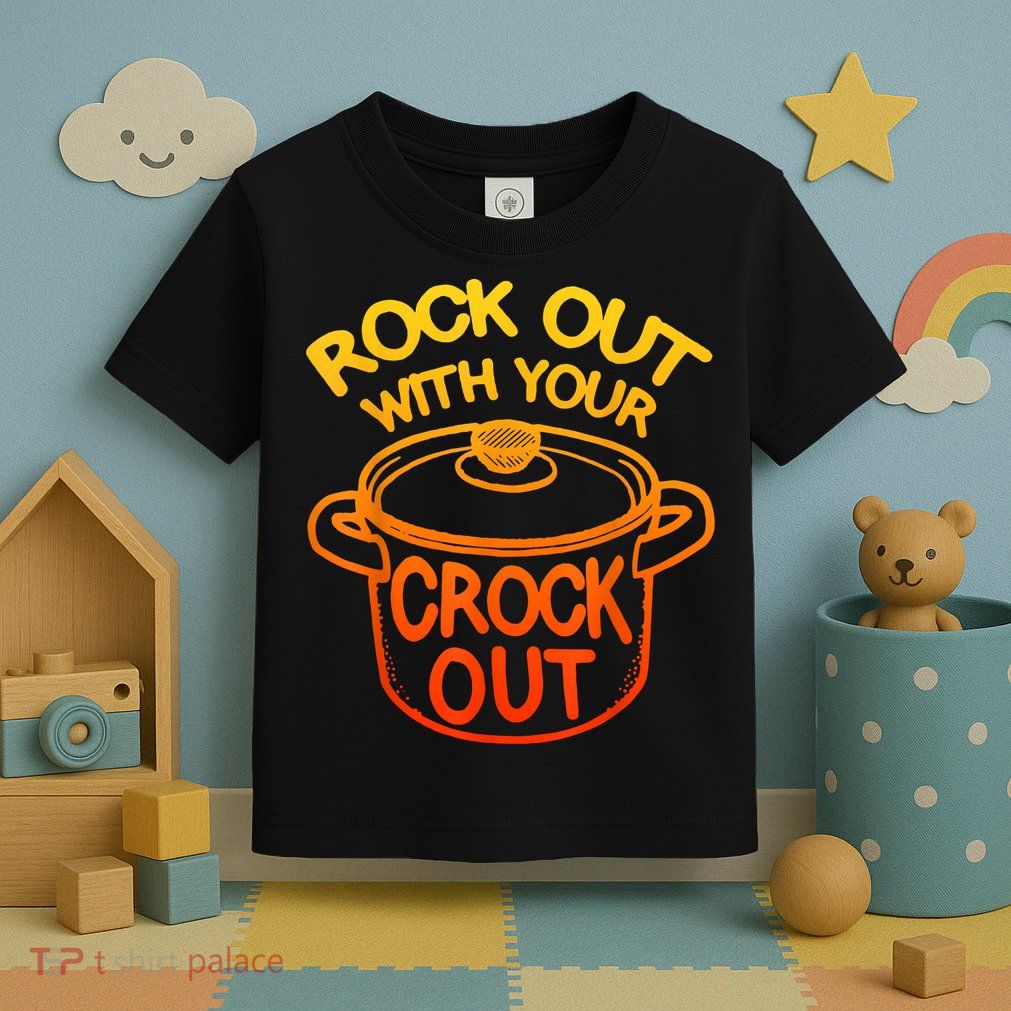 Rock Out With Your Crock Out Funny Chef Food Humor Toddler T-Shirt