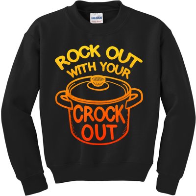 Rock Out With Your Crock Out Funny Chef Food Humor Kids Sweatshirt