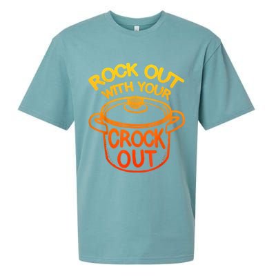 Rock Out With Your Crock Out Funny Chef Food Humor Sueded Cloud Jersey T-Shirt