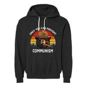 Retro Only You Can Prevent Communism Bear Camping Garment-Dyed Fleece Hoodie