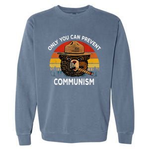 Retro Only You Can Prevent Communism Bear Camping Garment-Dyed Sweatshirt