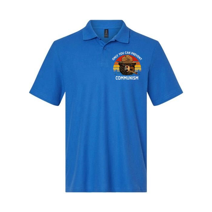 Retro Only You Can Prevent Communism Bear Camping Softstyle Adult Sport Polo