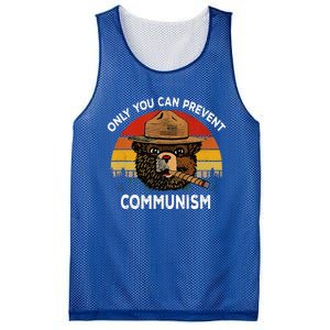 Retro Only You Can Prevent Communism Bear Camping Mesh Reversible Basketball Jersey Tank