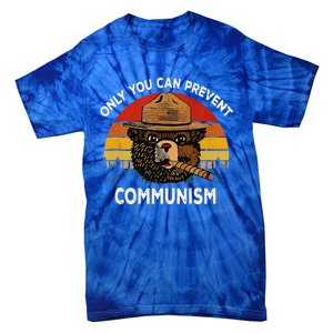 Retro Only You Can Prevent Communism Bear Camping Tie-Dye T-Shirt