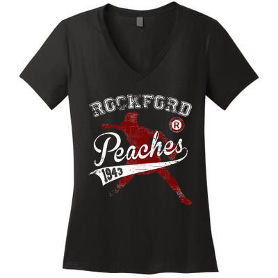 Rockford Peaches 1943 Women's V-Neck T-Shirt