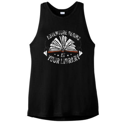 Reading Program 2024 Adventure Begins At Your Library Ladies PosiCharge Tri-Blend Wicking Tank