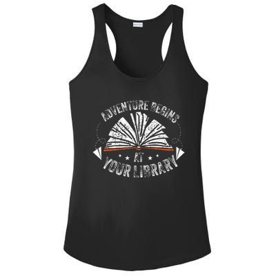 Reading Program 2024 Adventure Begins At Your Library Ladies PosiCharge Competitor Racerback Tank