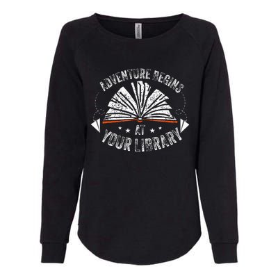 Reading Program 2024 Adventure Begins At Your Library Womens California Wash Sweatshirt