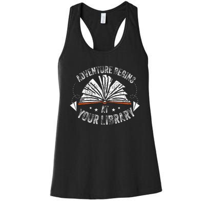 Reading Program 2024 Adventure Begins At Your Library Women's Racerback Tank