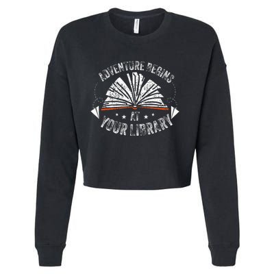 Reading Program 2024 Adventure Begins At Your Library Cropped Pullover Crew