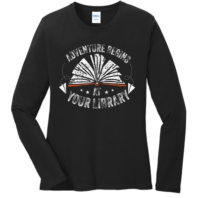 Reading Program 2024 Adventure Begins At Your Library Ladies Long Sleeve Shirt