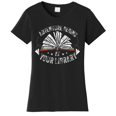 Reading Program 2024 Adventure Begins At Your Library Women's T-Shirt