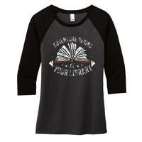 Reading Program 2024 Adventure Begins At Your Library Women's Tri-Blend 3/4-Sleeve Raglan Shirt