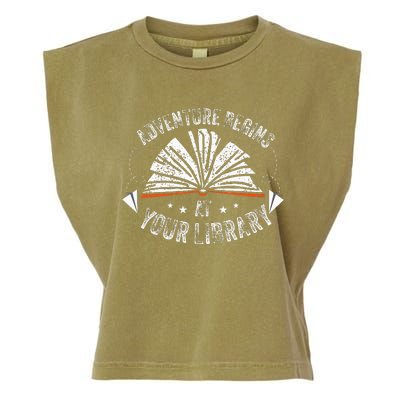 Reading Program 2024 Adventure Begins At Your Library Garment-Dyed Women's Muscle Tee