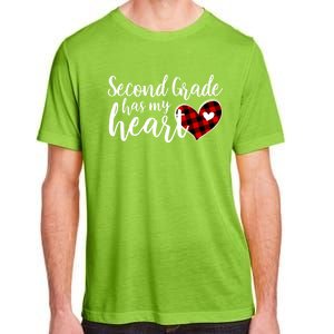 Red Plaid 2nd Second Grade Has My Heart Teacher Valentines Gift Adult ChromaSoft Performance T-Shirt