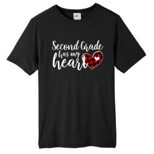 Red Plaid 2nd Second Grade Has My Heart Teacher Valentines Gift Tall Fusion ChromaSoft Performance T-Shirt