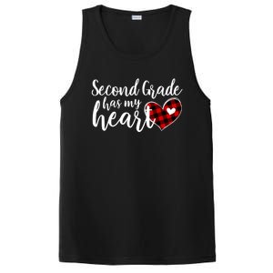 Red Plaid 2nd Second Grade Has My Heart Teacher Valentines Gift PosiCharge Competitor Tank