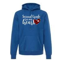 Red Plaid 2nd Second Grade Has My Heart Teacher Valentines Gift Premium Hoodie