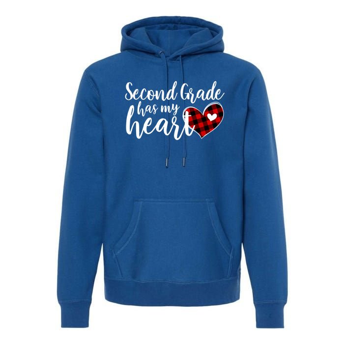 Red Plaid 2nd Second Grade Has My Heart Teacher Valentines Gift Premium Hoodie