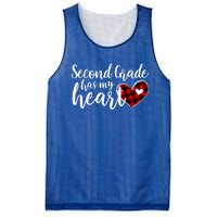 Red Plaid 2nd Second Grade Has My Heart Teacher Valentines Gift Mesh Reversible Basketball Jersey Tank