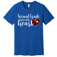 Red Plaid 2nd Second Grade Has My Heart Teacher Valentines Gift Premium T-Shirt