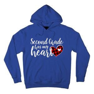 Red Plaid 2nd Second Grade Has My Heart Teacher Valentines Gift Tall Hoodie