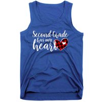 Red Plaid 2nd Second Grade Has My Heart Teacher Valentines Gift Tank Top