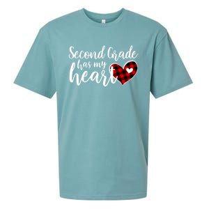 Red Plaid 2nd Second Grade Has My Heart Teacher Valentines Gift Sueded Cloud Jersey T-Shirt