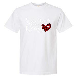 Red Plaid 2nd Second Grade Has My Heart Teacher Valentines Gift Garment-Dyed Heavyweight T-Shirt