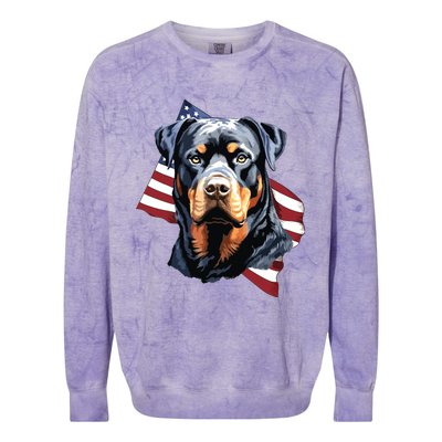 Rottweiler Patriotic 4th Of July Dog Lover American USA Colorblast Crewneck Sweatshirt