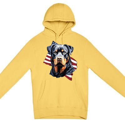 Rottweiler Patriotic 4th Of July Dog Lover American USA Premium Pullover Hoodie